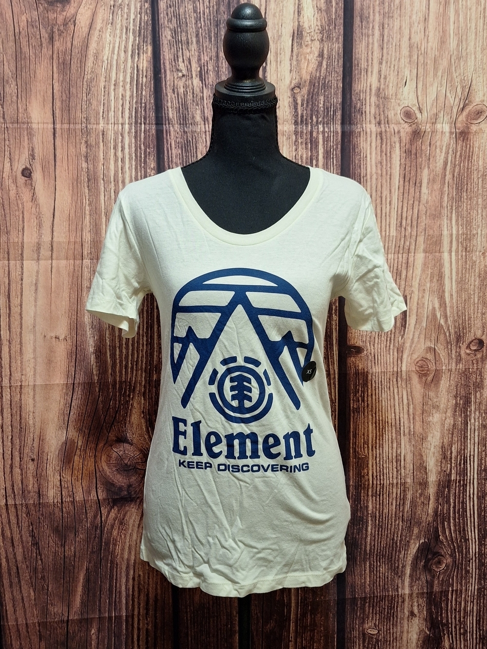 Element Women's Cream Graphic Logo T-Shirt - Navy Print Size XS